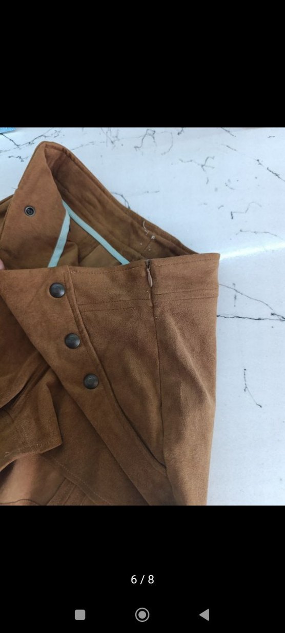 Düğmeli Kahverengi Süet Kadın Şort - Görsel 5