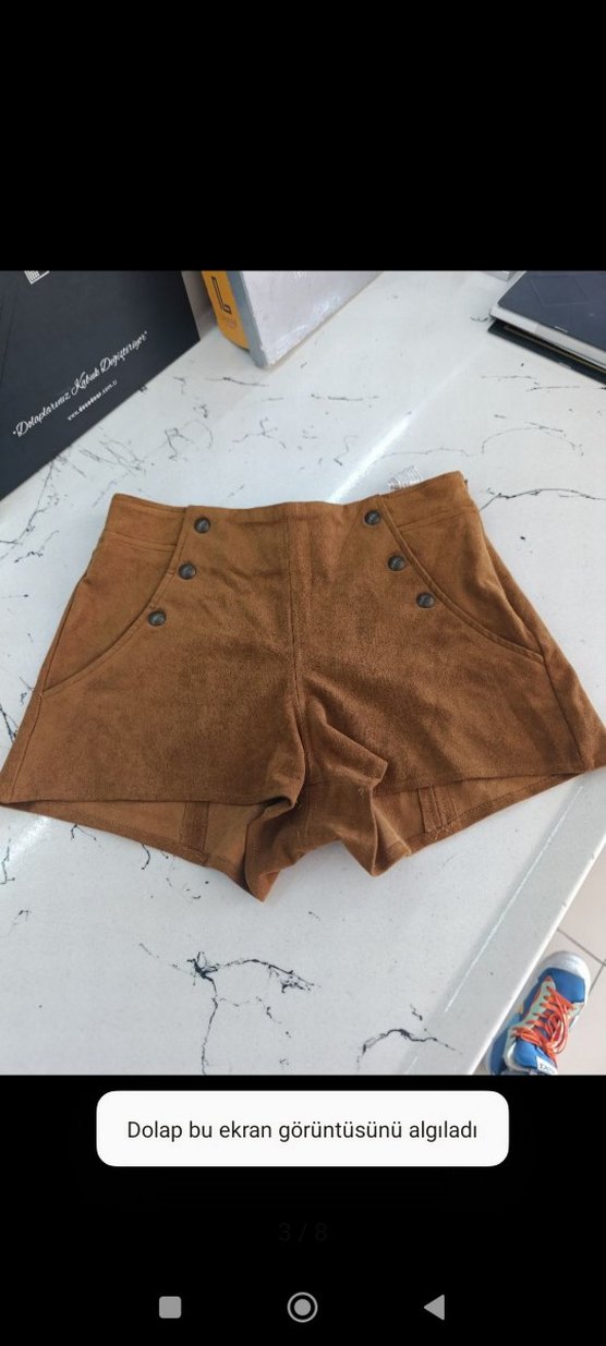 Düğmeli Kahverengi Süet Kadın Şort - Görsel 3