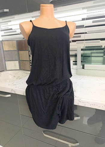 Kadın Siyah Kolsuz Mini Tulum - Görsel 2