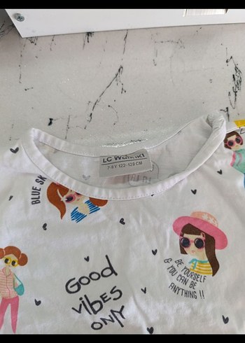 Kız Çocuk Baskılı Pamuklu Kısa Kollu Tişört - Görsel 5