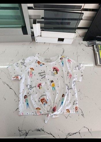 Kız Çocuk Baskılı Pamuklu Kısa Kollu Tişört - Görsel 2