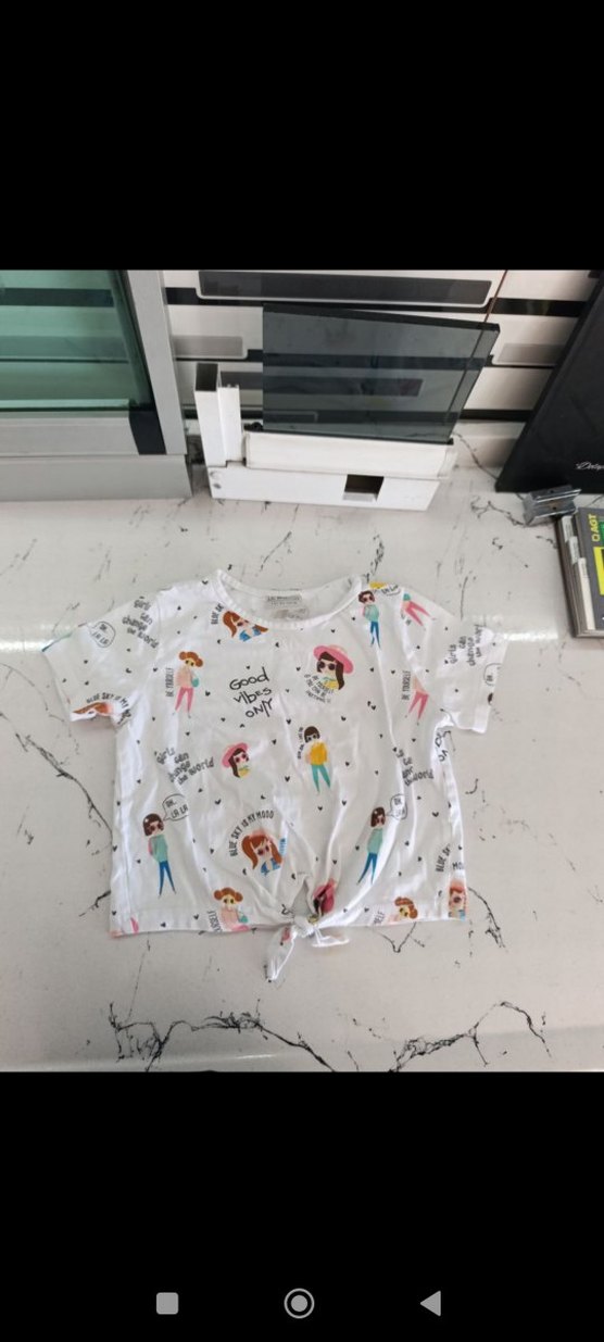 Kız Çocuk Baskılı Pamuklu Kısa Kollu Tişört - Görsel 2