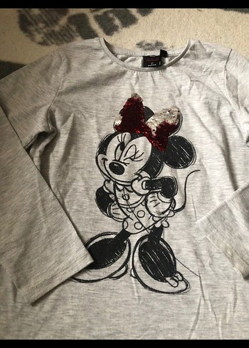 Kız Çocuk Gri Uzun Kollu Baskılı Tişört - Görsel 3