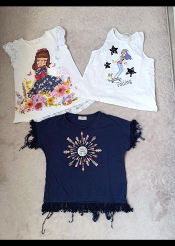 Kız Çocuk Bohem Payetli Tişört Lacivert - Görsel 2