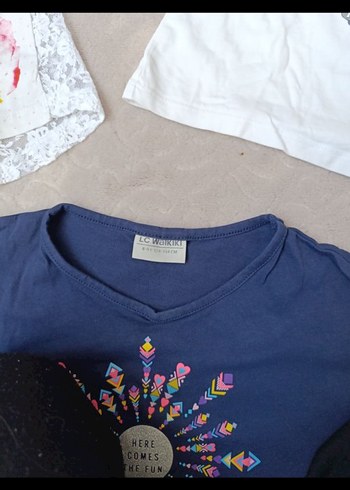 Kız Çocuk Bohem Payetli Tişört Lacivert - Görsel 8