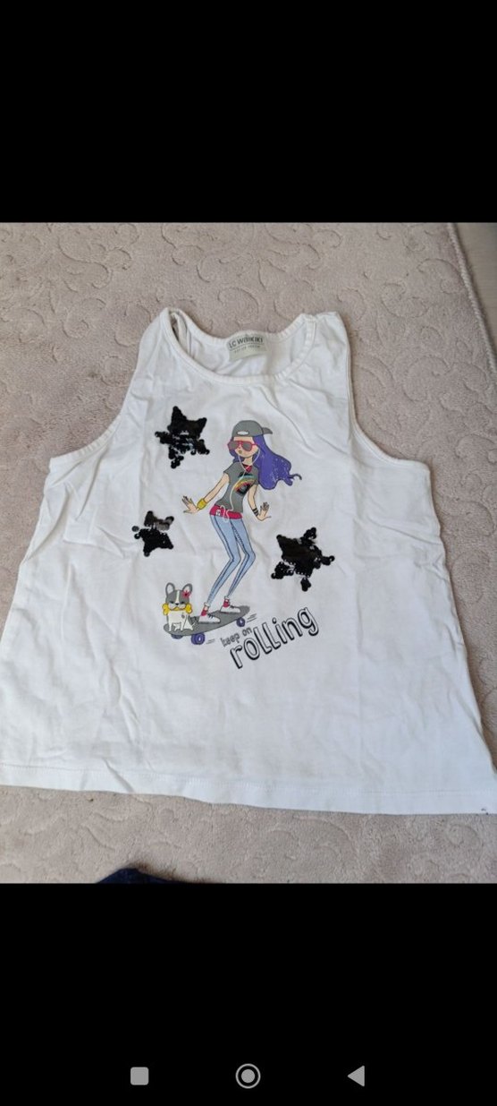 Kız Çocuk Bohem Payetli Tişört Lacivert - Görsel 5