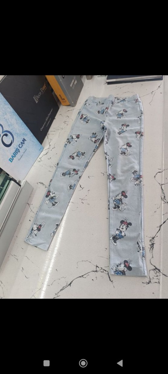 Kız Çocuk Gri Baskılı Denim Tayt - Görsel 2