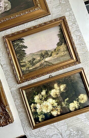 Beden altın Renk Ahşap Camlı Vintage Çerçeve