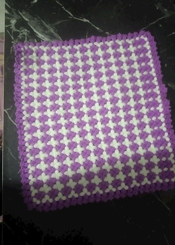 Mor ve Beyaz Örgü Banyo Süngeri - Görsel 2