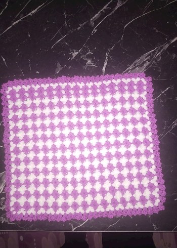 Mor ve Beyaz Örgü Banyo Süngeri - Görsel 3