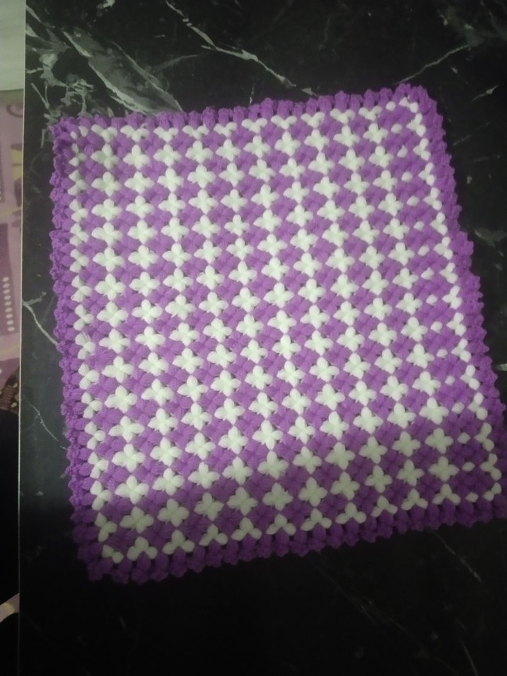 Mor ve Beyaz Örgü Banyo Süngeri - Görsel 2