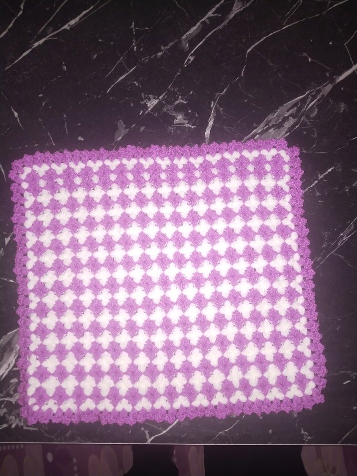 Mor ve Beyaz Örgü Banyo Süngeri - Görsel 3