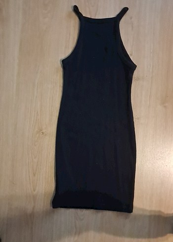 S-M beden uyumlu Siyah Yüksek Yakalı Kolsuz Elbise - Görsel 3