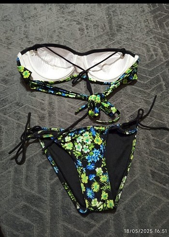 Çiçek Desenli Mini İpli Bikini Takımı - Görsel 2