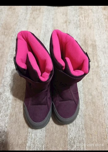 Mor Kadın Çocuk Polar Bot Velcro