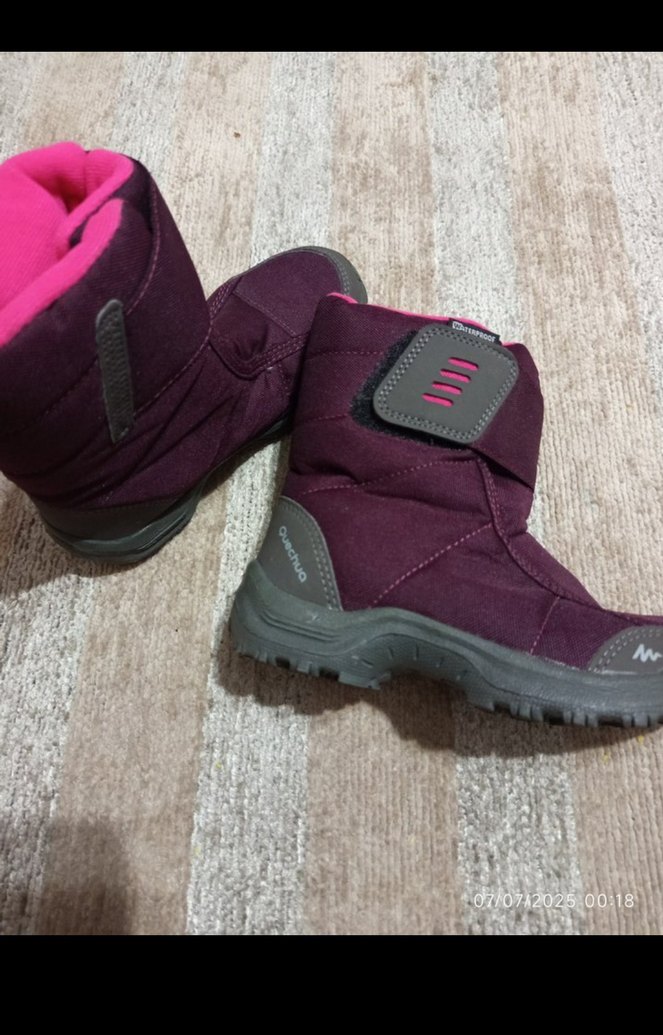 Mor Kadın Çocuk Polar Bot Velcro - Görsel 2