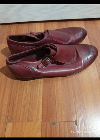 Derimod Bordo Deri Erkek Klasik Tokalı Ayakkabı