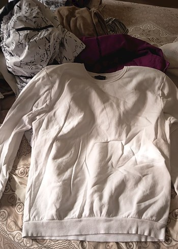 Beyaz Kadın Uzun Kollu Sweatshirt