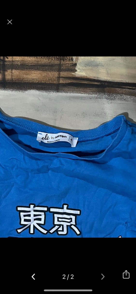 Mavi Baskılı Kız Tişörtü, Kısa Kollu, Salaş - Görsel 2