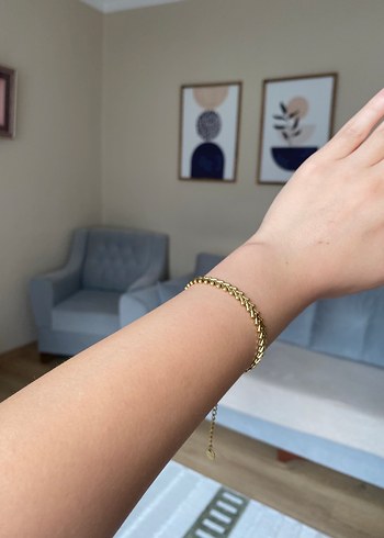Zincir Detaylı Minimalist çelik bileklik