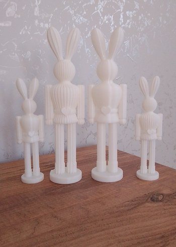 Beyaz Pastel Tavşan Figürleri Seti - Görsel 2