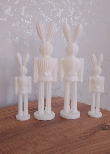 Beyaz Pastel Tavşan Figürleri Seti - Görsel 3