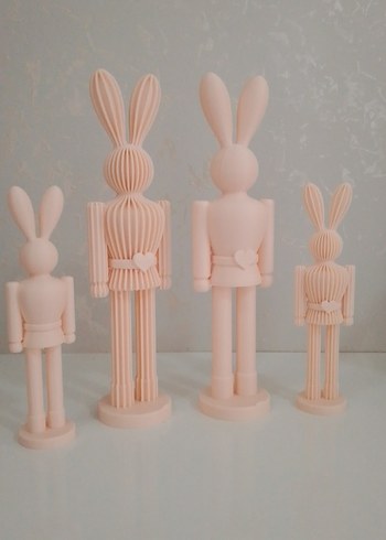 Pastel Pembe Tavşan Figürleri Seti - Görsel 2