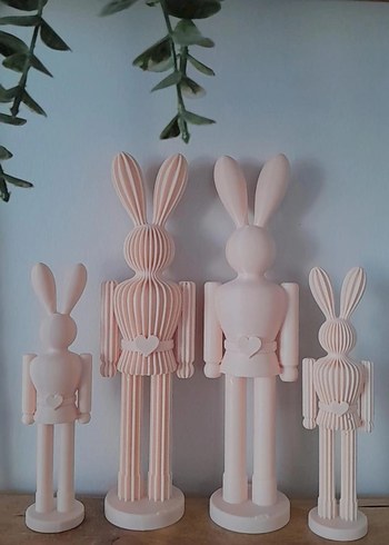 Pastel Pembe Tavşan Figürleri Seti - Görsel 6