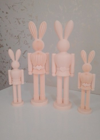 Pastel Pembe Tavşan Figürleri Seti - Görsel 4