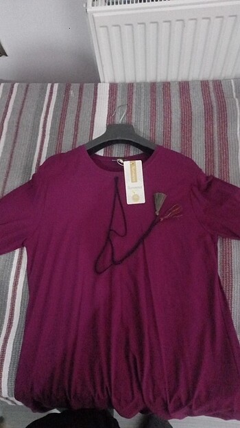 2xl etiketli mürdüm tunik