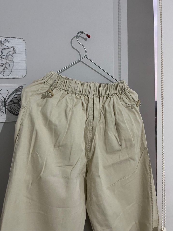 Bej Kadın paraşüt pantalon - Görsel 3