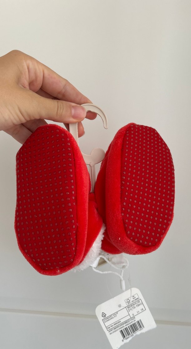 Kız Çocuk Kırmızı Nakışlı Sıcak Ev Terliği - Görsel 3