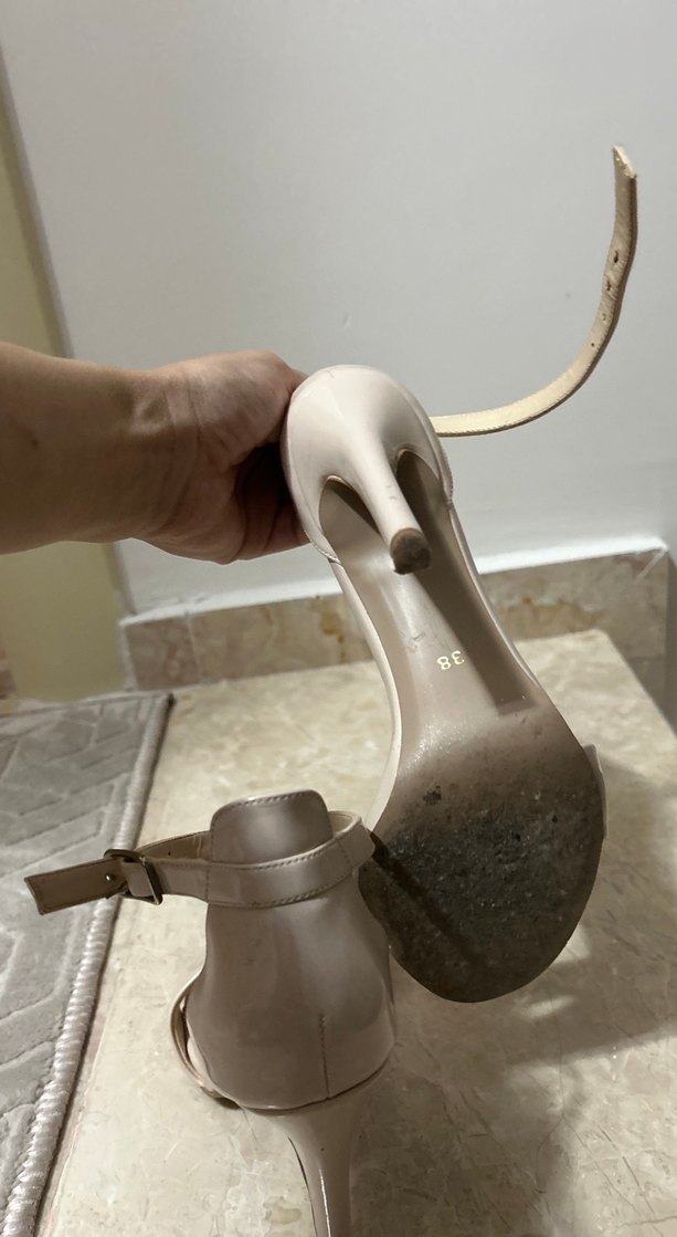 Krem Tokalı İnce Topuklu Kadın Abiye Ayakkabı - Görsel 4