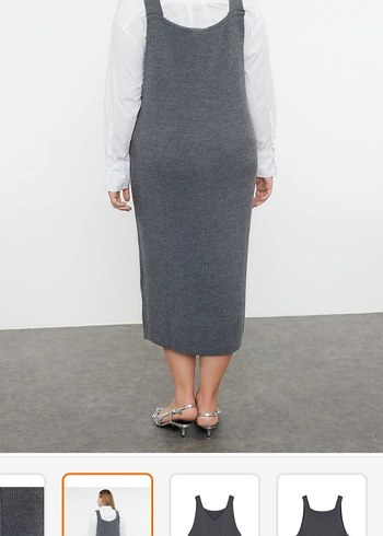 Antrasit Jile Midi Boy Triko Elbise - Görsel 3