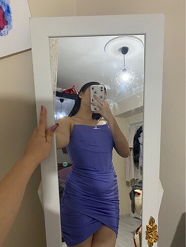Lila Korse Detaylı Elbise