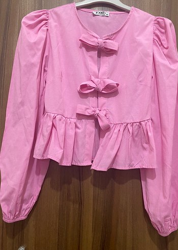 Pembe Fırfırlı Mini Kadın Gömlek