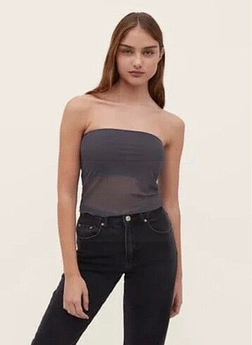 Stradivarius Tül Straplez Bluz