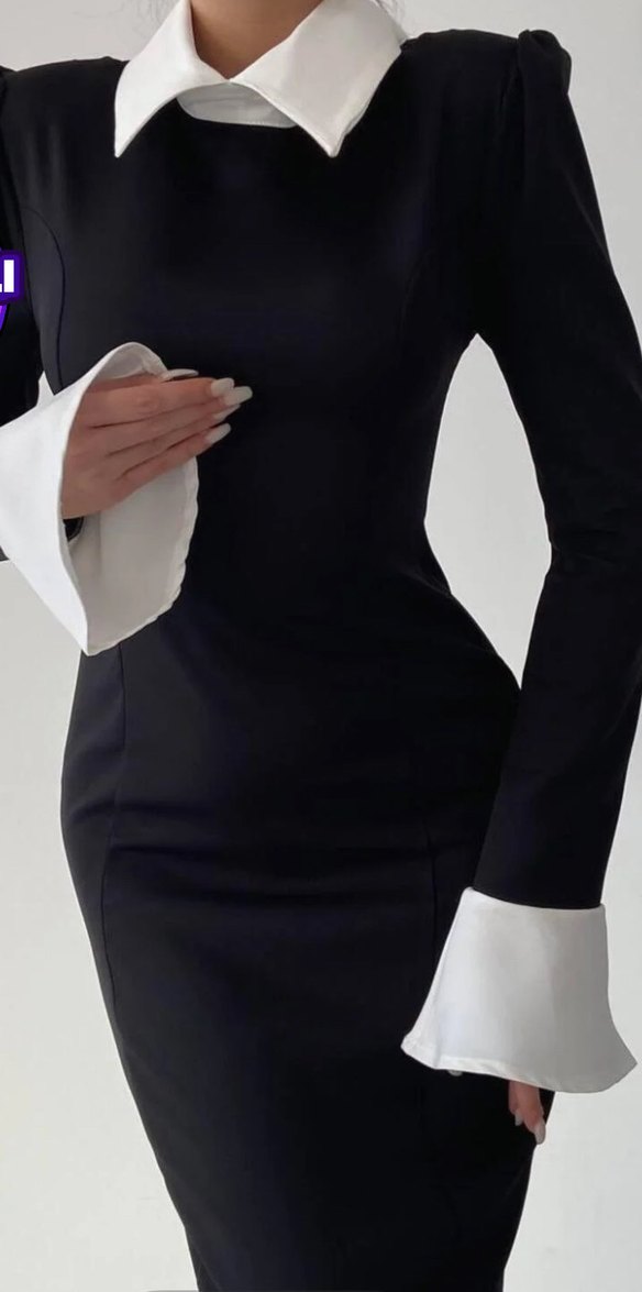 Uzun siyah elbise - Görsel 4