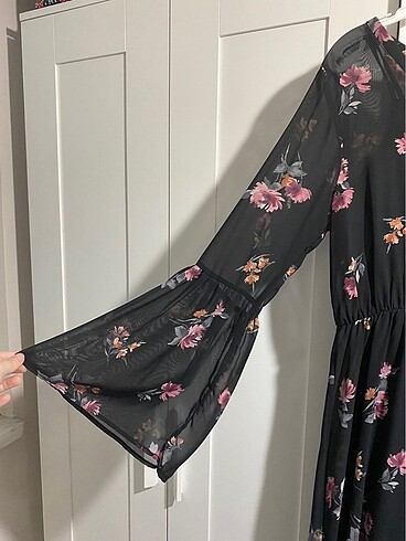 LC Waikiki Lc Waikiki Kadın Siyah Desenli Şifon Elbise
