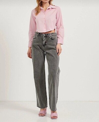 Armalife Pembe Crop Gömlek