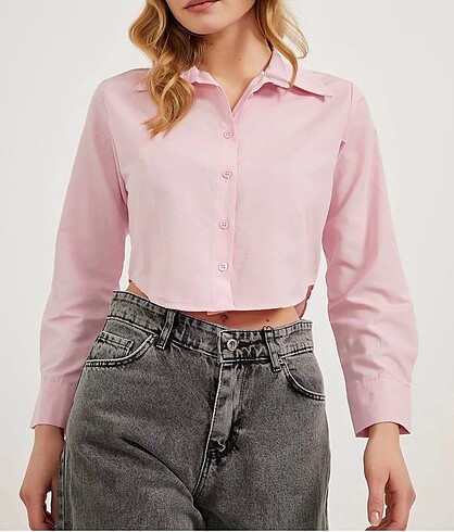 Armalife Pembe Crop Gömlek
