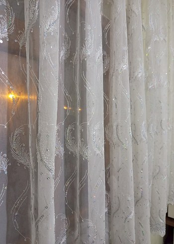 Beyaz Nakışlı Tül Perde - Görsel 4