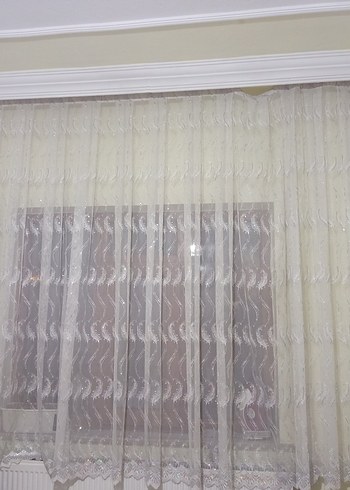 Beyaz Nakışlı Tül Perde - Görsel 5