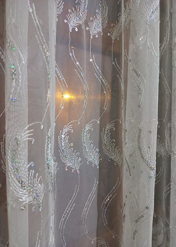 Beyaz Nakışlı Tül Perde - Görsel 3