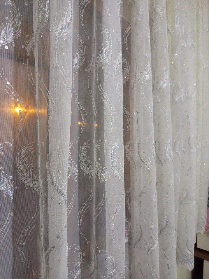 Beyaz Nakışlı Tül Perde - Görsel 4