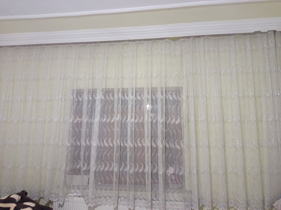 Beyaz Nakışlı Tül Perde - Görsel 5