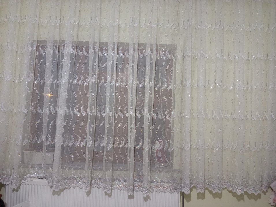 Beyaz Nakışlı Tül Perde - Görsel 2