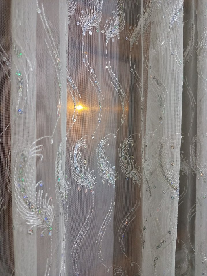 Beyaz Nakışlı Tül Perde - Görsel 3