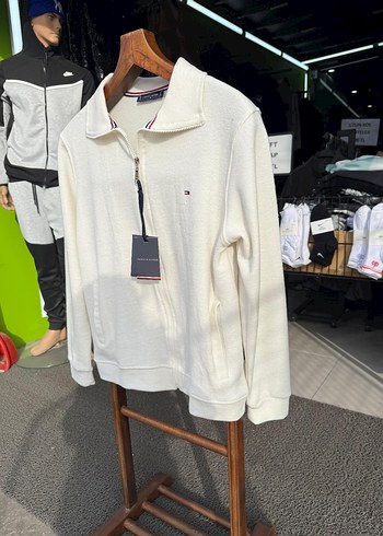 Beyaz Fermuarlı Erkek Sweatshirt - Görsel 4