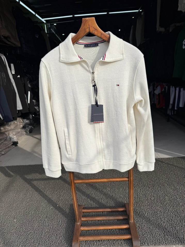 Beyaz Fermuarlı Erkek Sweatshirt - Görsel 3